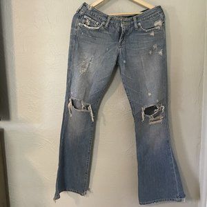 Y2K‎ Abercrombie & Fitch distressed patch work low-rise flare bottom jeans 8R